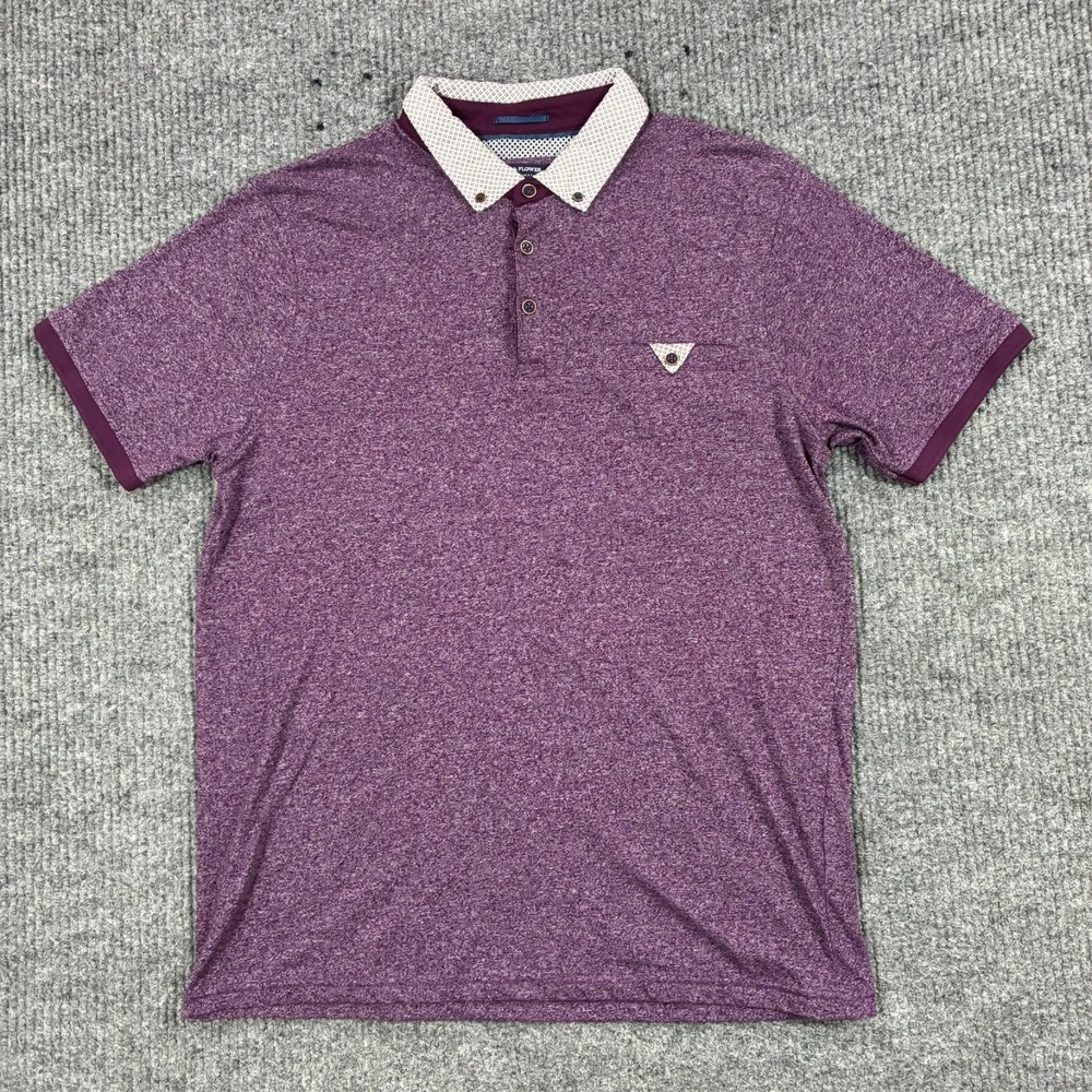 Denim & Flower Mens Large Purple Heather Polo Shirt Short Sleeve Pocket Casual